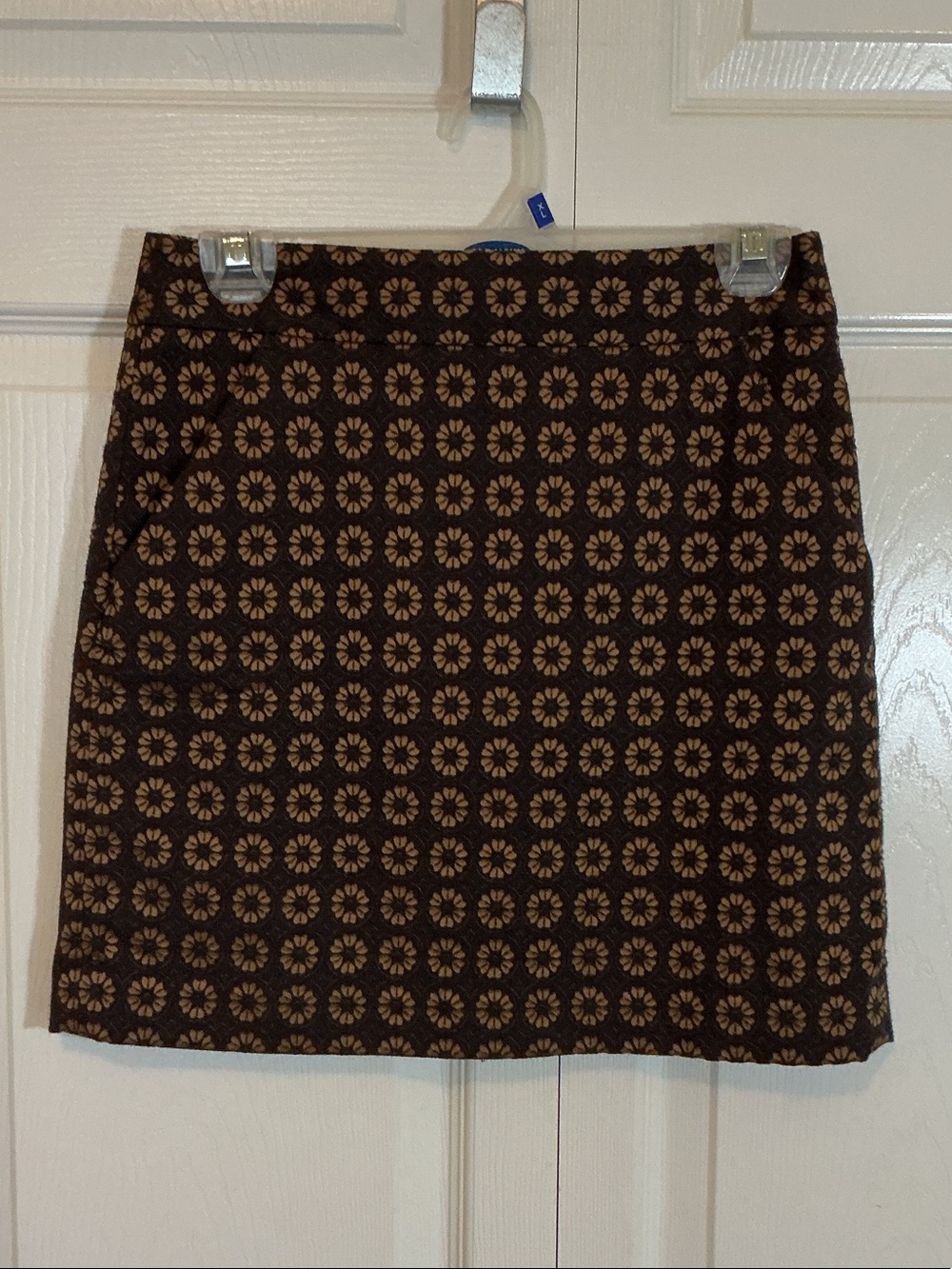LOFT Brown Mini Skirt with Tan Floral Jacquard